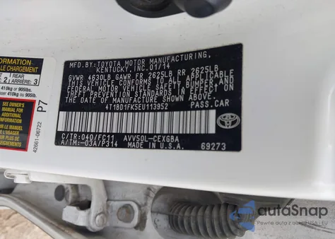 2014 Toyota Camry Xle из США, поврежденный, VIN 4T1BD1FK5EU113952